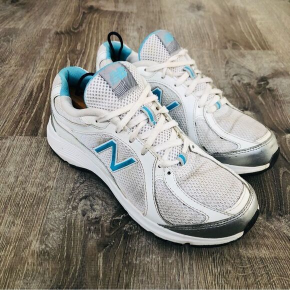 New Balance 496 V2 White Blue Athletic Running Shoes Sneakers Womens Size 7 - Picture 3 of 12
